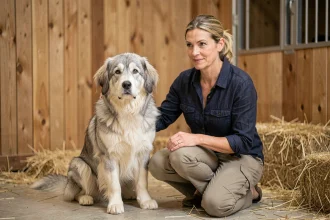 Éleveuse sérieuse d'Eurasier en France présentant son chien adulte dans un élevage propre et bien entretenu