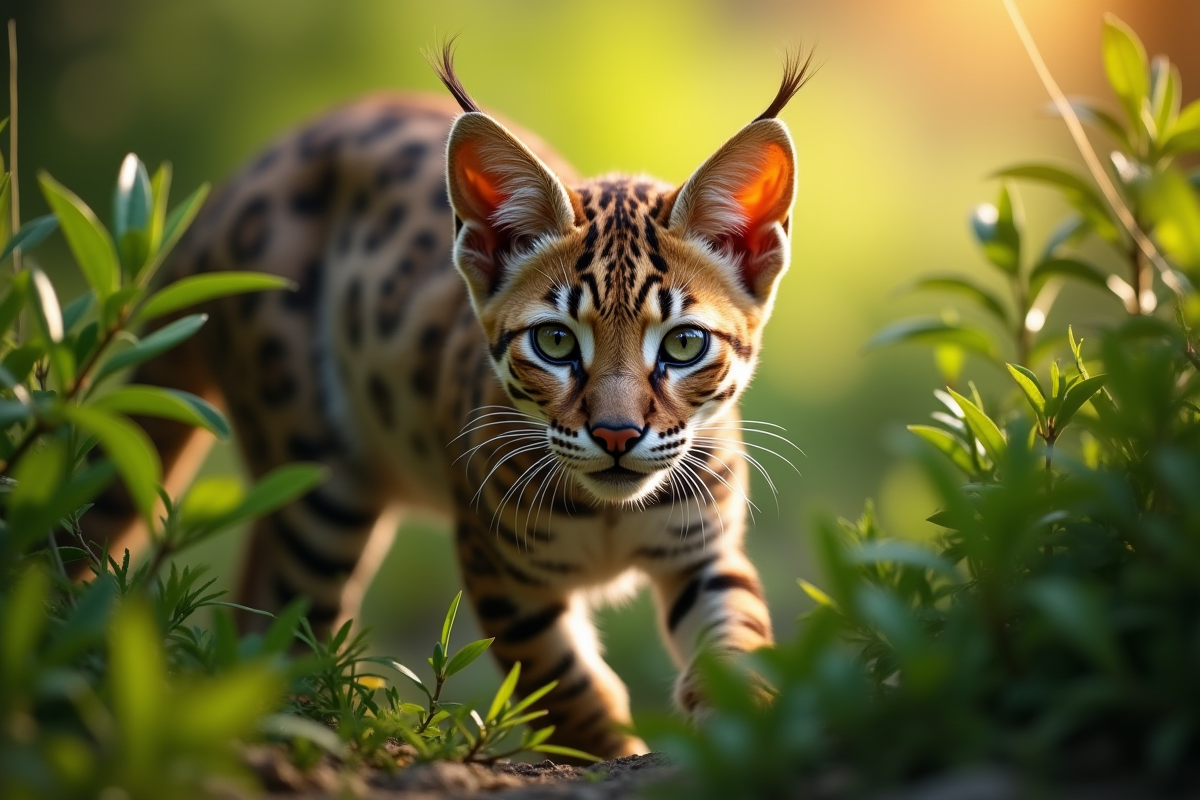 Ocelot dans la forêt au matin doux