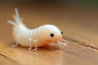 Une seule mouche blanche en gros plan sur bois naturel