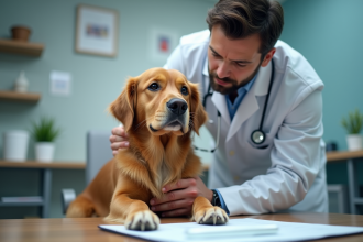 Vétérinaire examinant un chien dans une clinique moderne